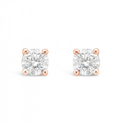 Classic 4 Claw Diamond Earrings in 18ct Rose Gold. Tdw 0.35ct